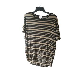LuLaRoe Tan and Black Stripe Irma Shirt Top Blouse Tunic XXS